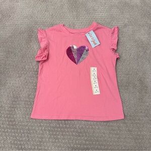 Cat & Jack Girls Valentine Sequin Heart Top | Size S (6/7) NWT